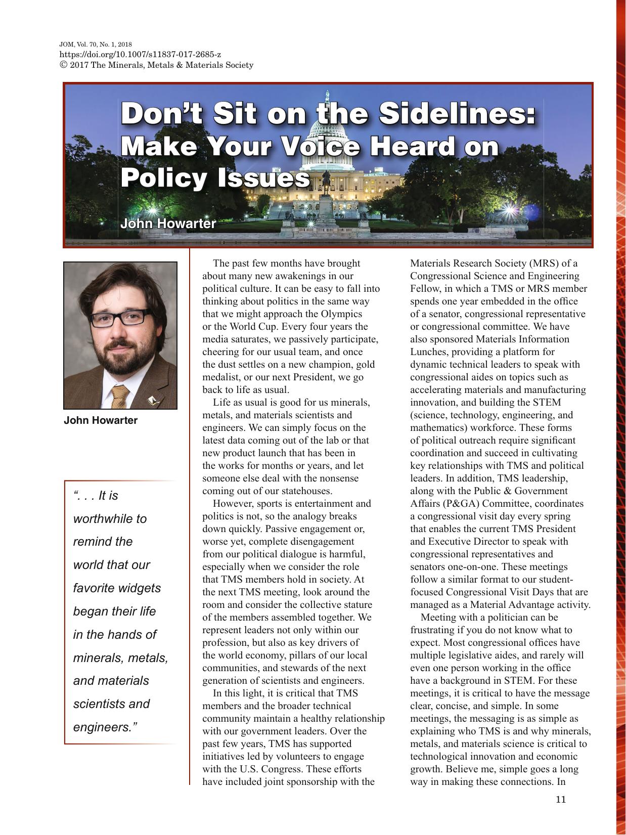 Donât Sit on the Sidelines: Make Your Voice Heard on Policy Issues by Unknown