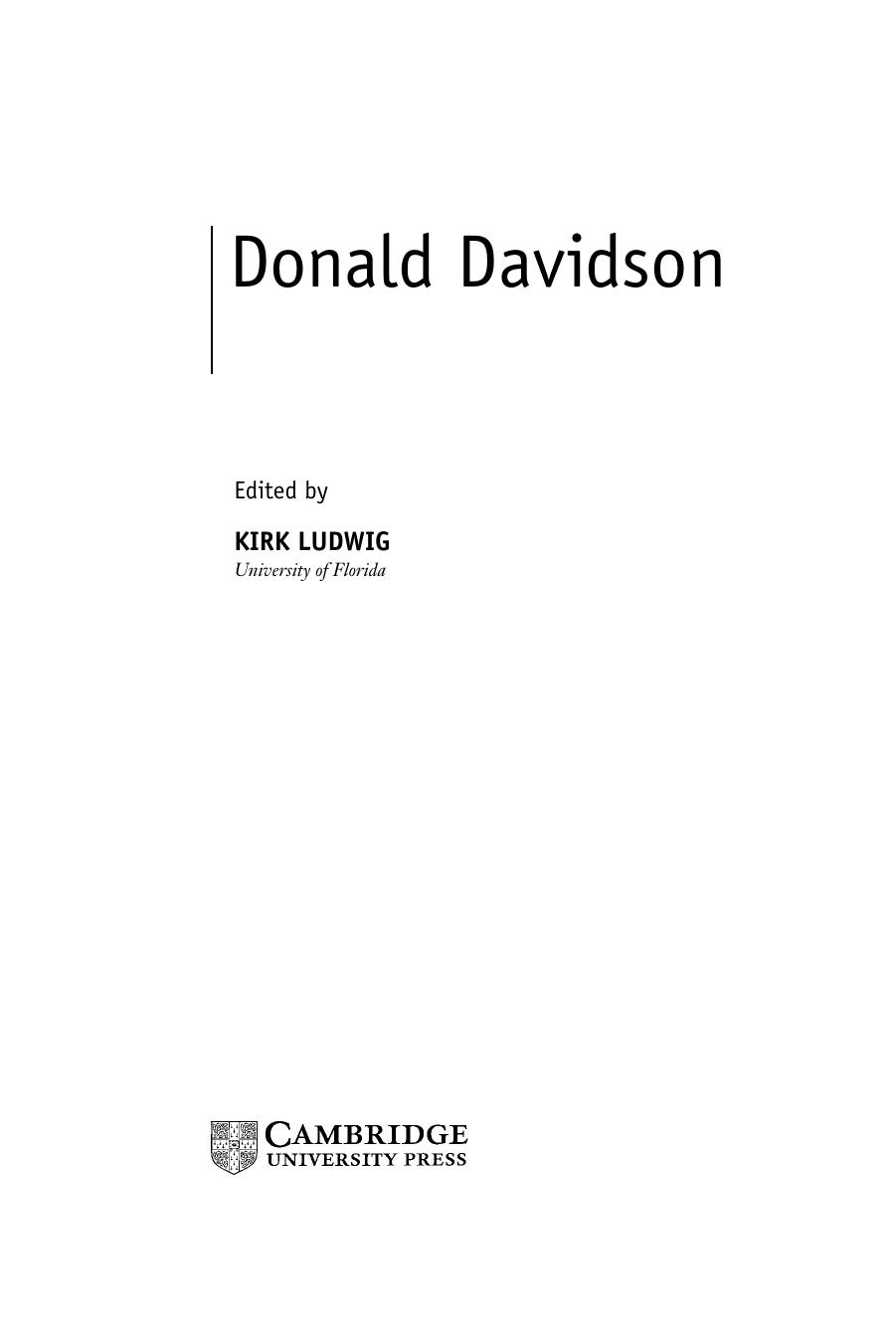 Donald Davidson (Contemporary Philosophy in Focus) by Kirk Ludwig