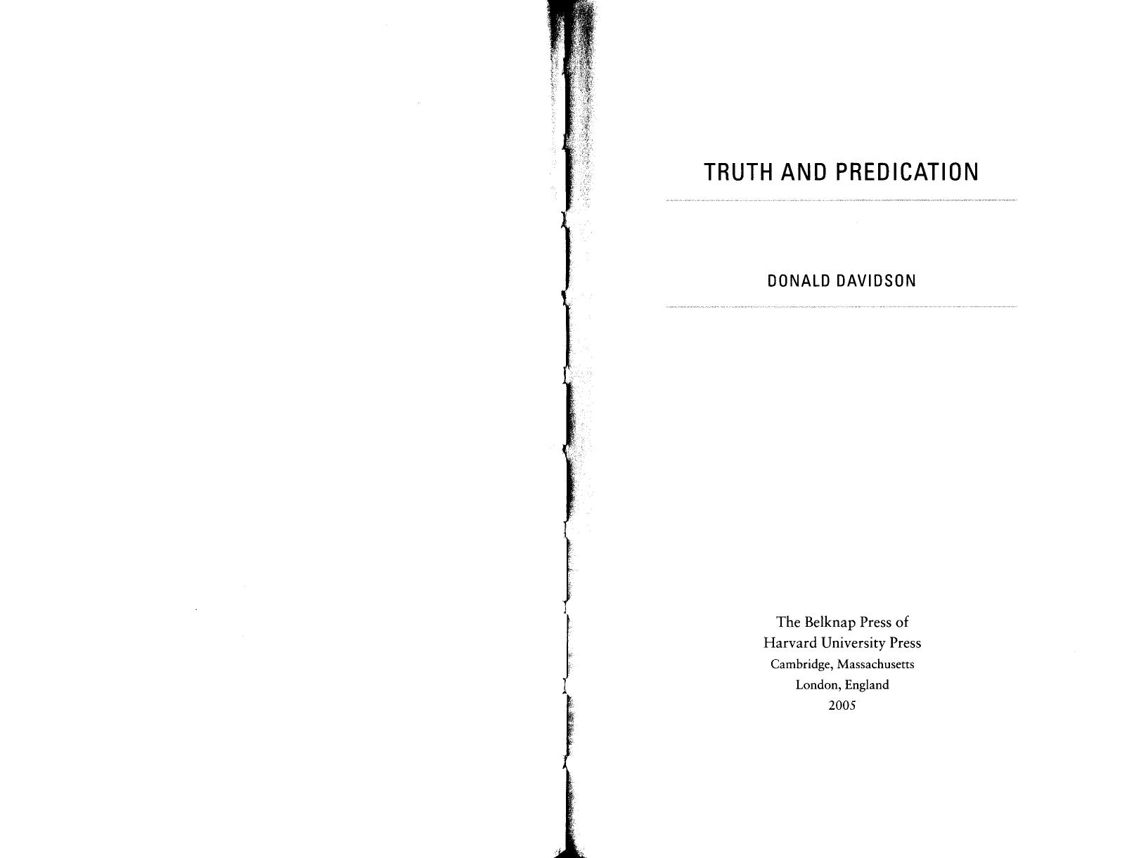 Donald Davidson by Truth & Predication (2)