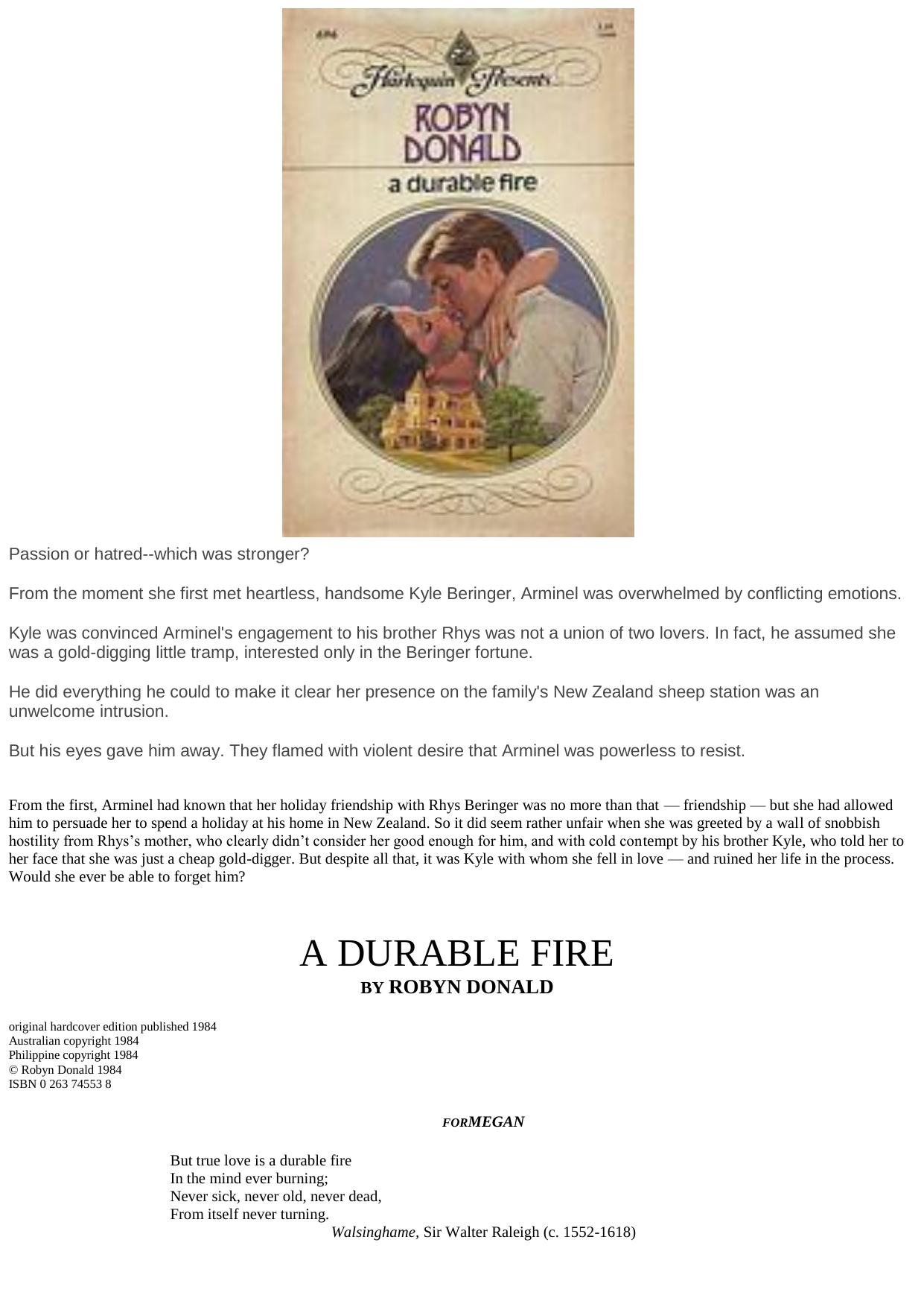 Donald, Robyn A Durable Fire by Unknown