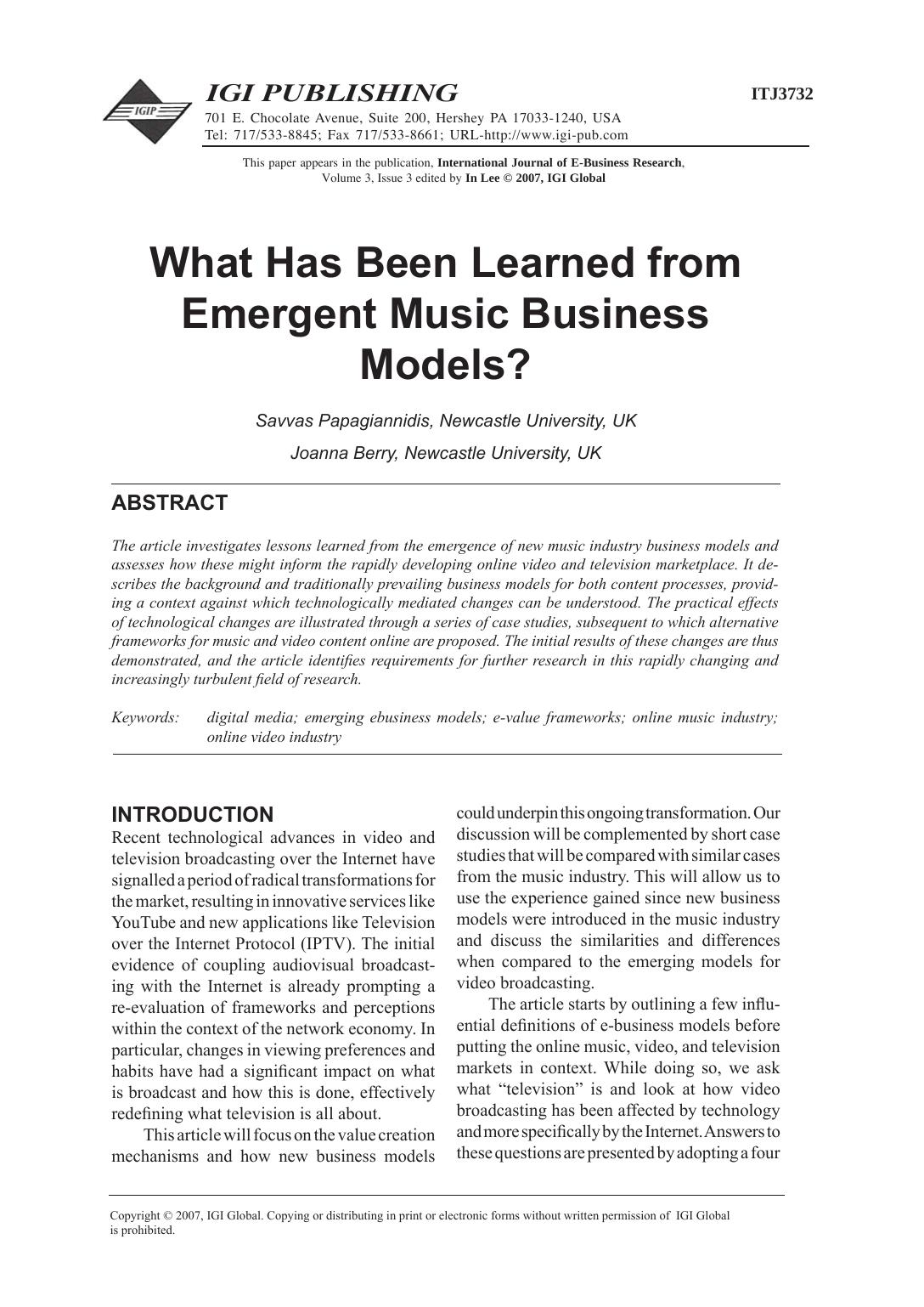 Donil-What Has Been Learned From Emergent Music Business Models by Unknown