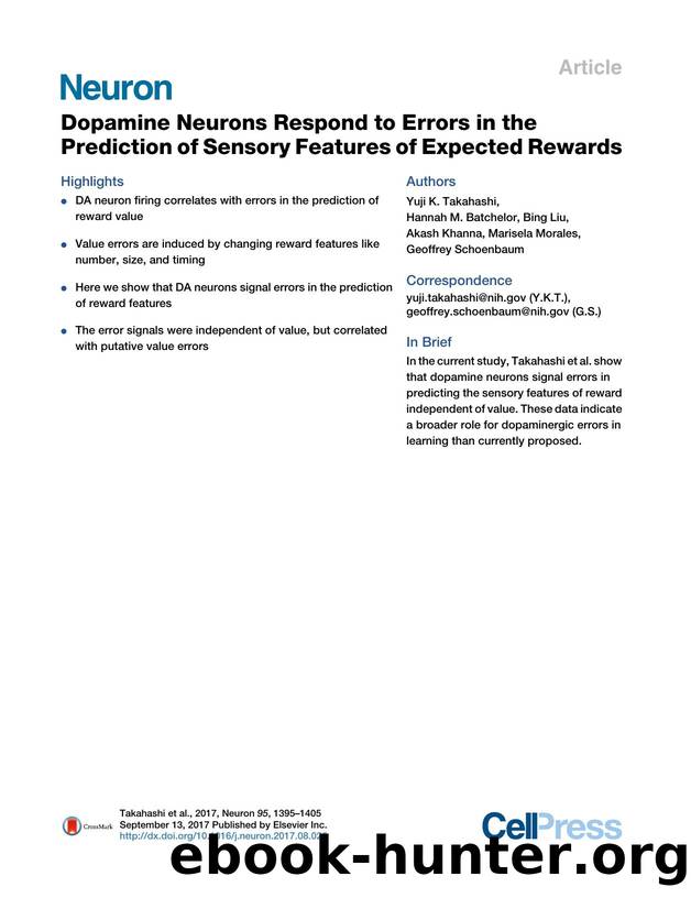 Dopamine Neurons Respond to Errors in the Prediction of Sensory Features of Expected Rewards by unknow