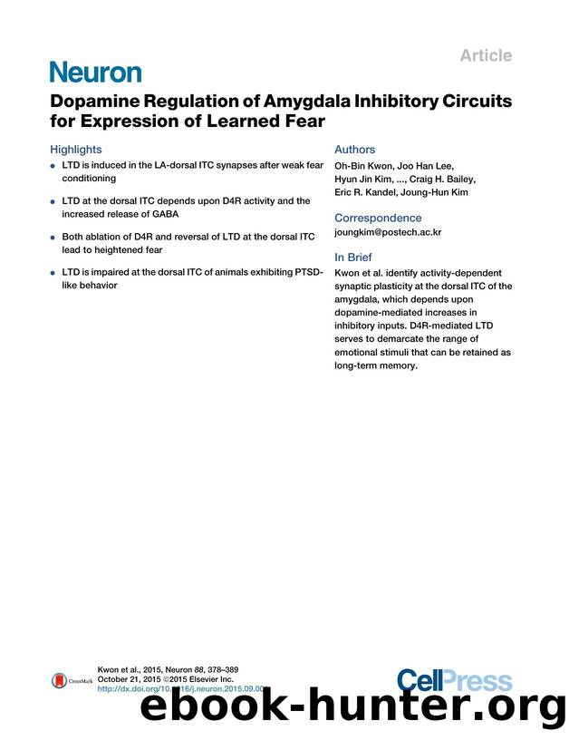 Dopamine Regulation of Amygdala Inhibitory Circuits for Expression of Learned Fear by unknow