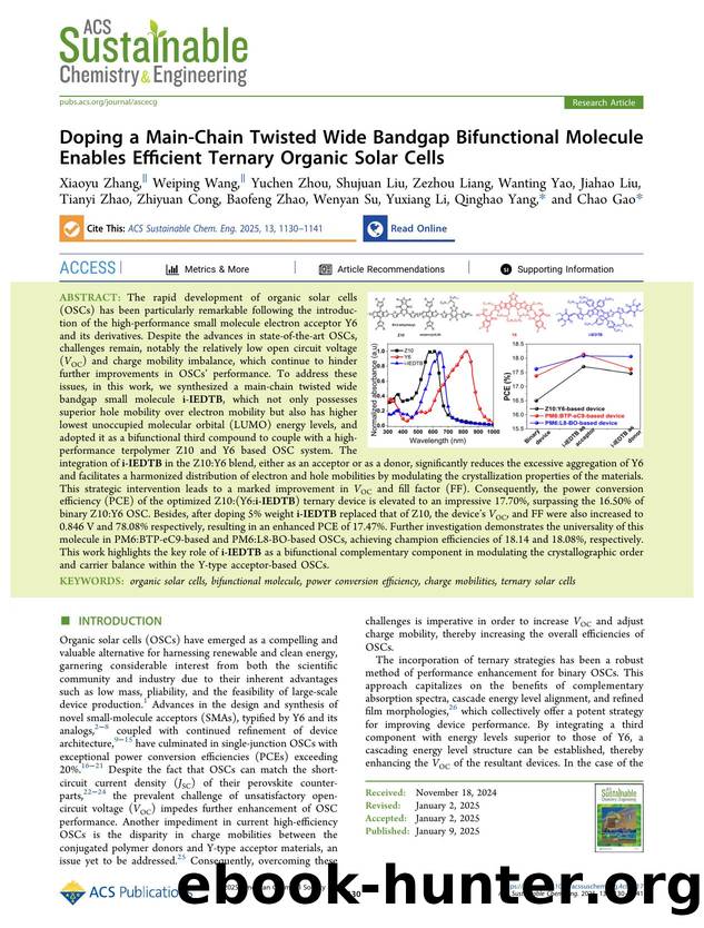 Doping a Main-Chain Twisted Wide Bandgap Bifunctional Molecule Enables Efficient Ternary Organic Solar Cells by unknow