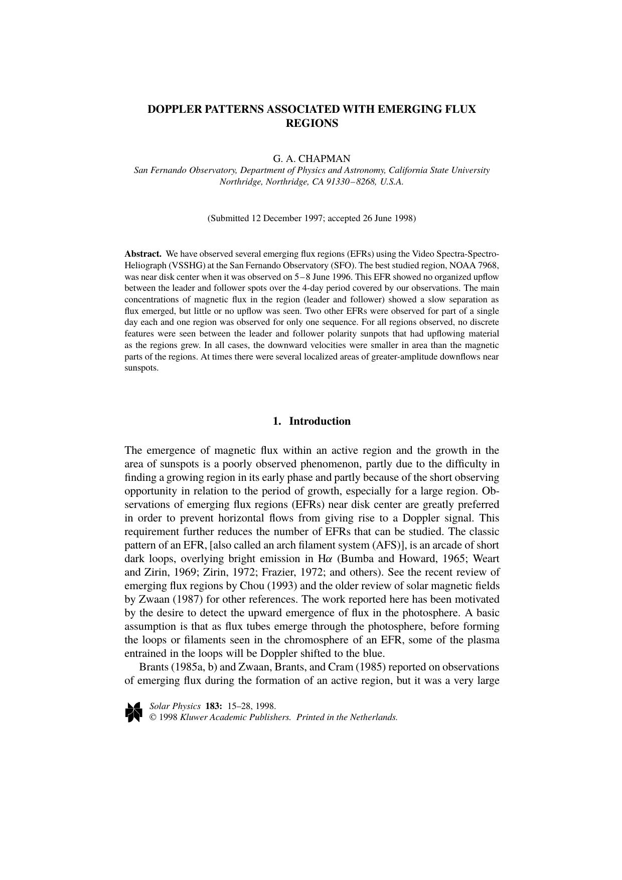 Doppler Patterns Associated with Emerging Flux Regions by Unknown