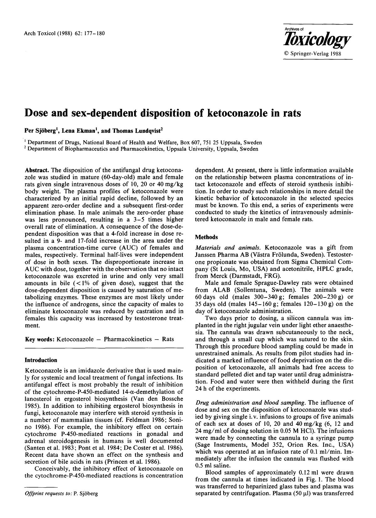 Dose and sex-dependent disposition of ketoconazole in rats by Unknown