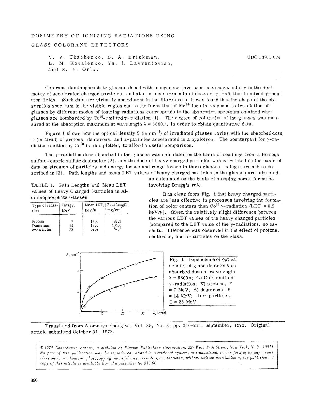 Dosimetry of ionizing radiations using glass colorant detectors by Unknown