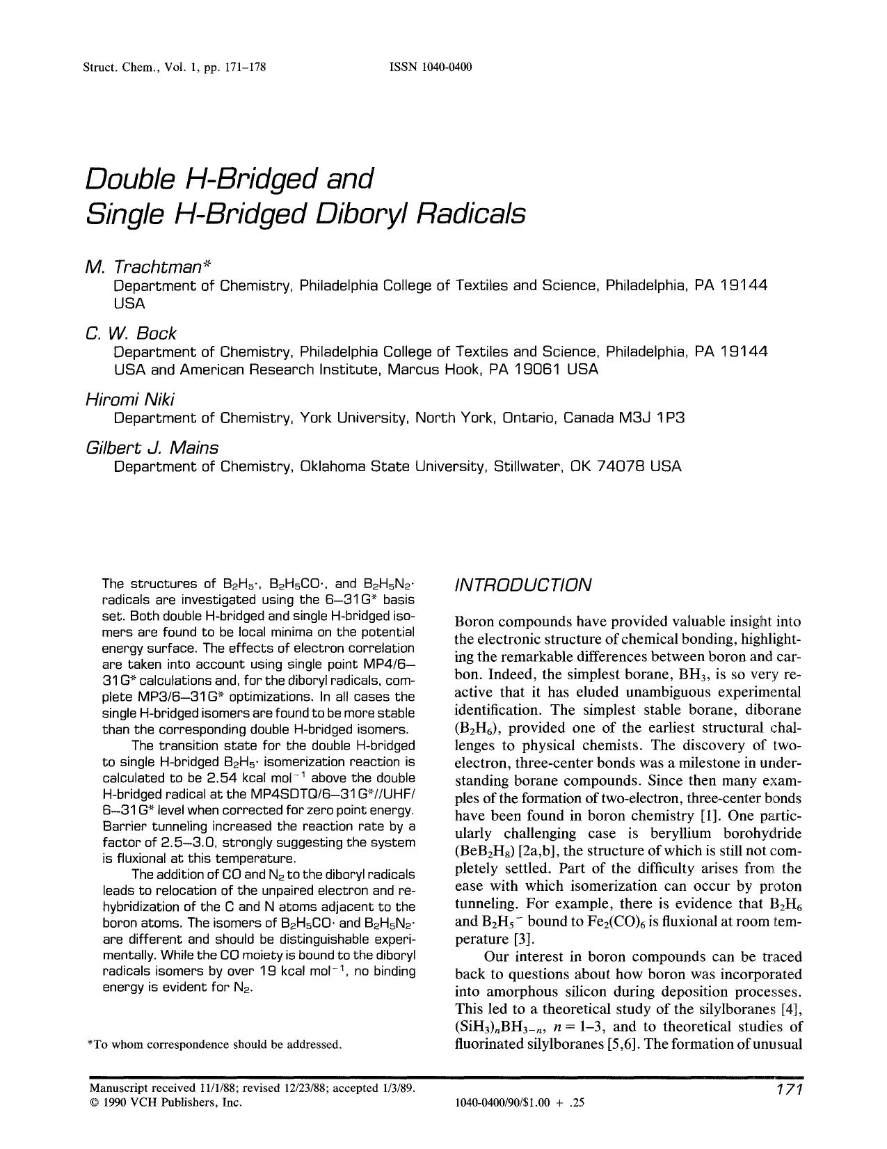 Double H-bridged and single H-bridged diboryl radicals by Unknown