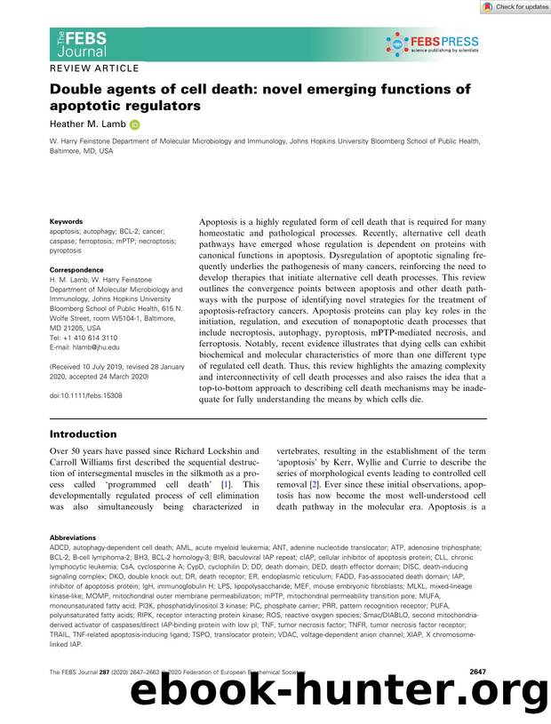 Double agents of cell death: novel emerging functions of apoptotic regulators by Unknown