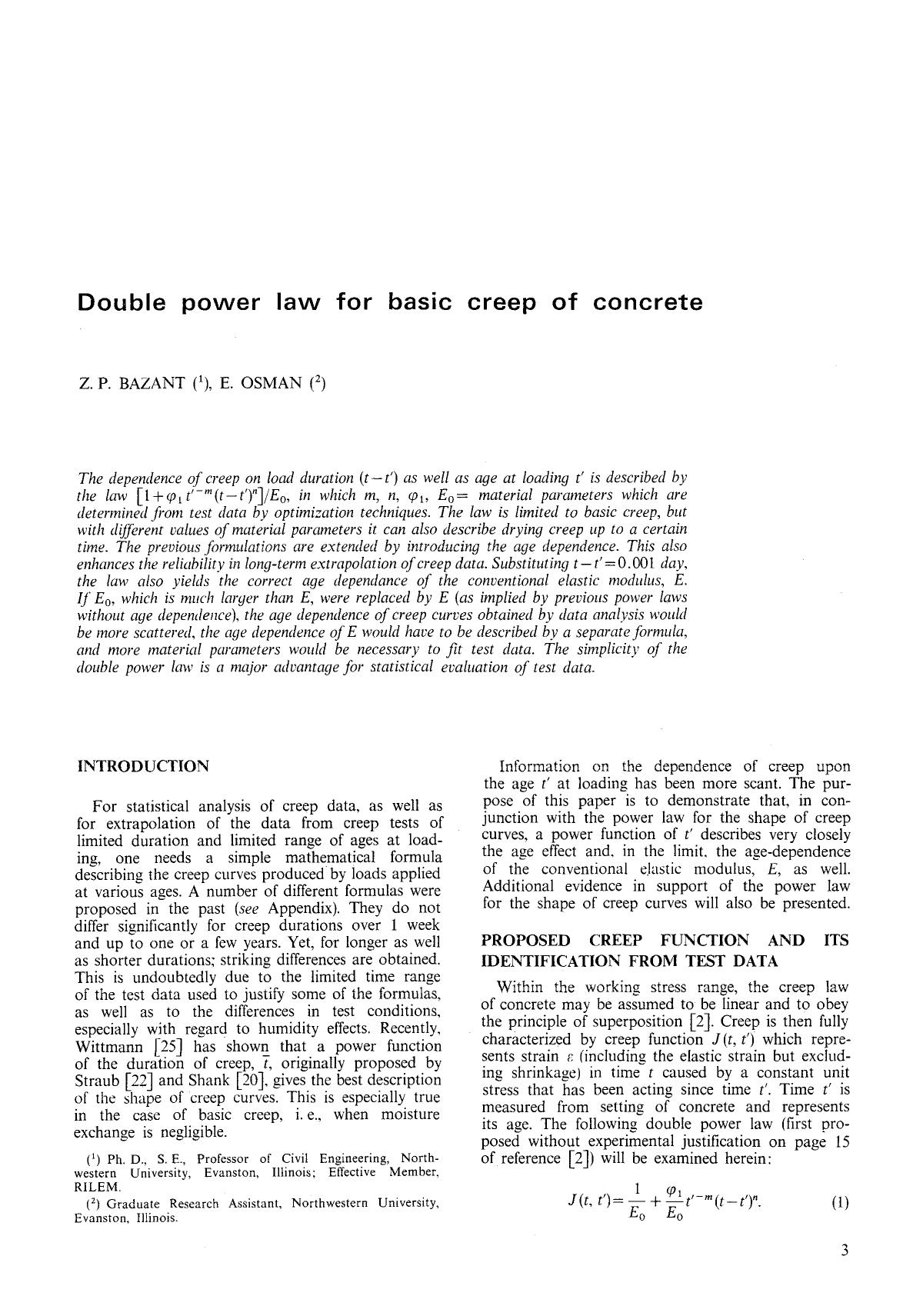 Double power law for basic creep of concrete by Unknown
