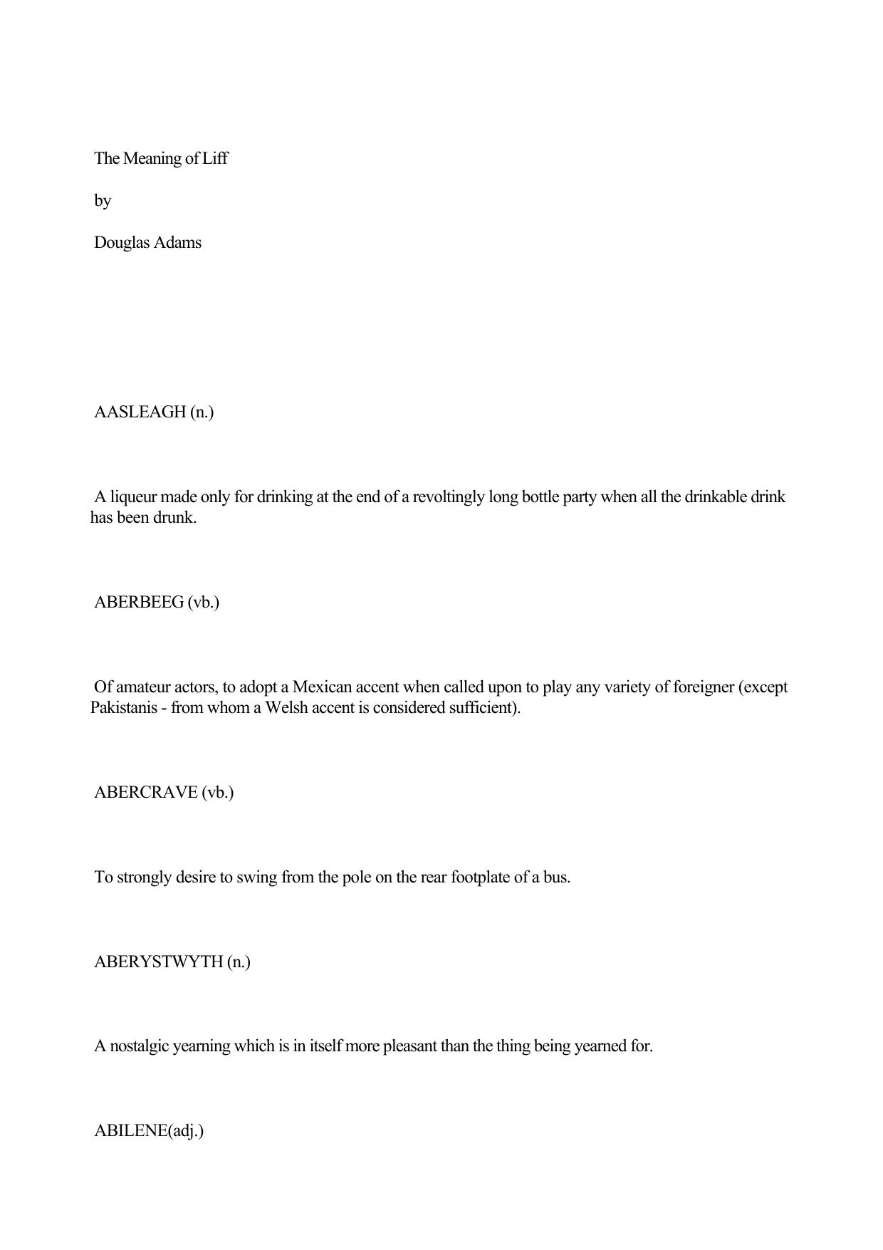 Douglas Adams The Meaning Of Liff by Unknown
