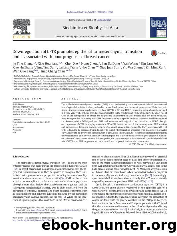 Downregulation of CFTR promotes epithelial-to-mesenchymal transition and is associated with poor prognosis of breast cancer by unknow