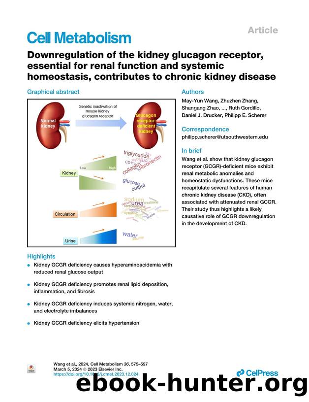 Downregulation of the kidney glucagon receptor, essential for renal function and systemic homeostasis, contributes to chronic kidney disease by unknow