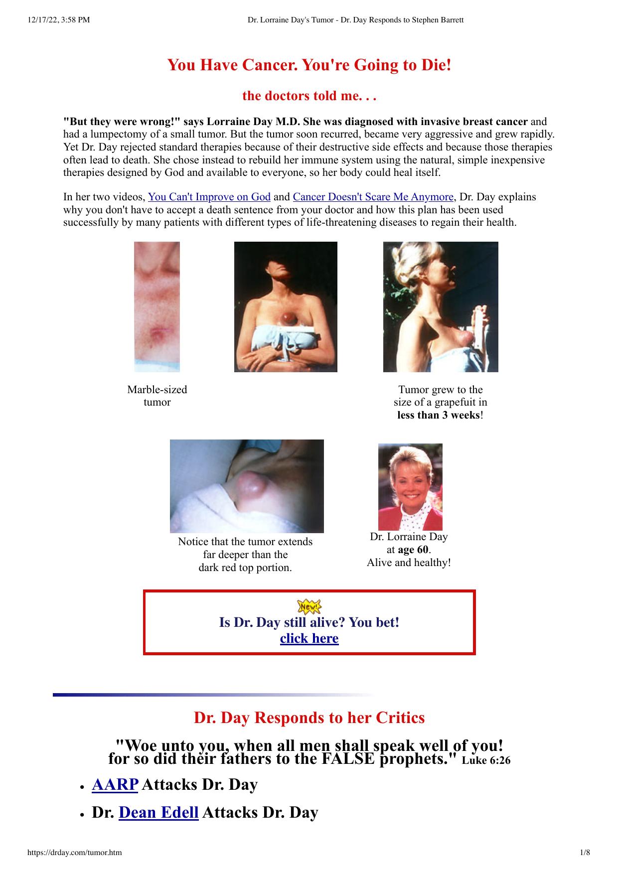 Dr Lorraine Day - FAQ on DVD Dr Lorraine Day Cancer Doesn't Scare Me Anymore - DVD Dr Lorraine Day You Can't Improve on God - Dr Lorraine Day Diseases Don't Just Happen DVD by Dr Lorraine Day MD