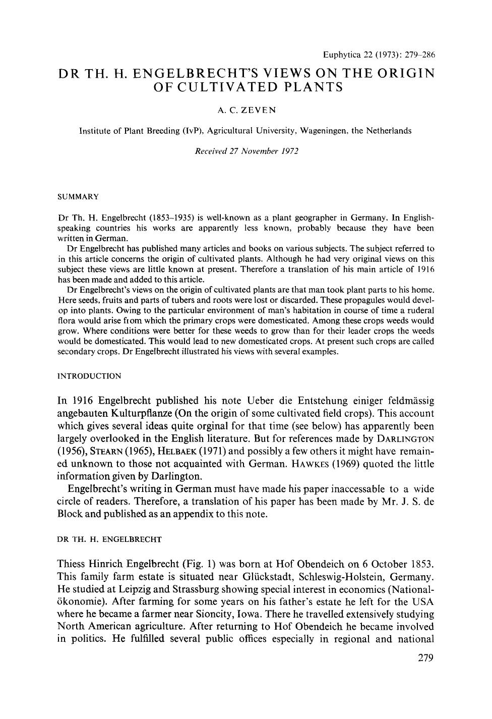Dr Th. H. Engelbrecht's views on the origin of cultivated plants by Unknown