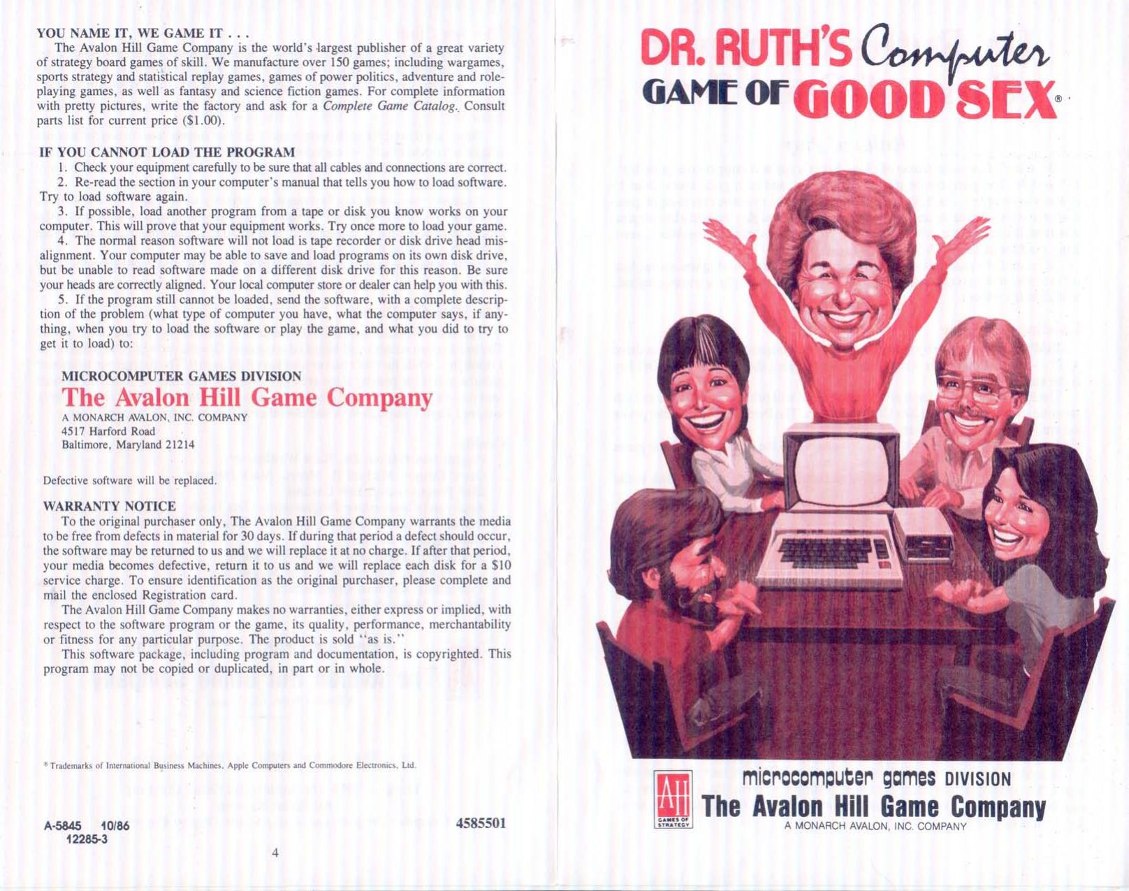 Dr. Ruth s Computer Game of Good Sex (1986) by Unknown