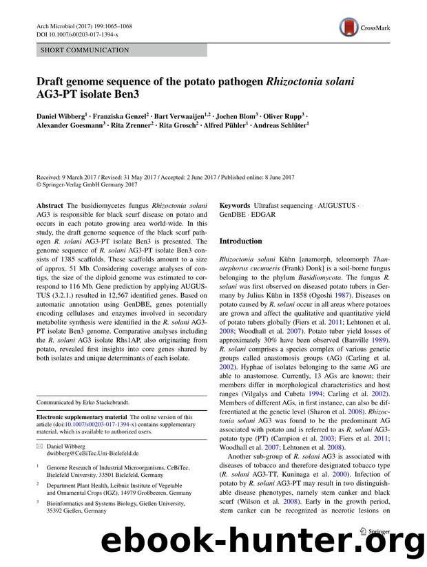 Draft genome sequence of the potato pathogen Rhizoctonia solani AG3-PT isolate Ben3 by unknow