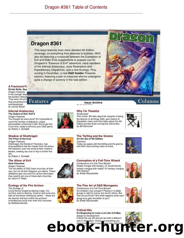 Dragon #361 Table of Contents by Bob