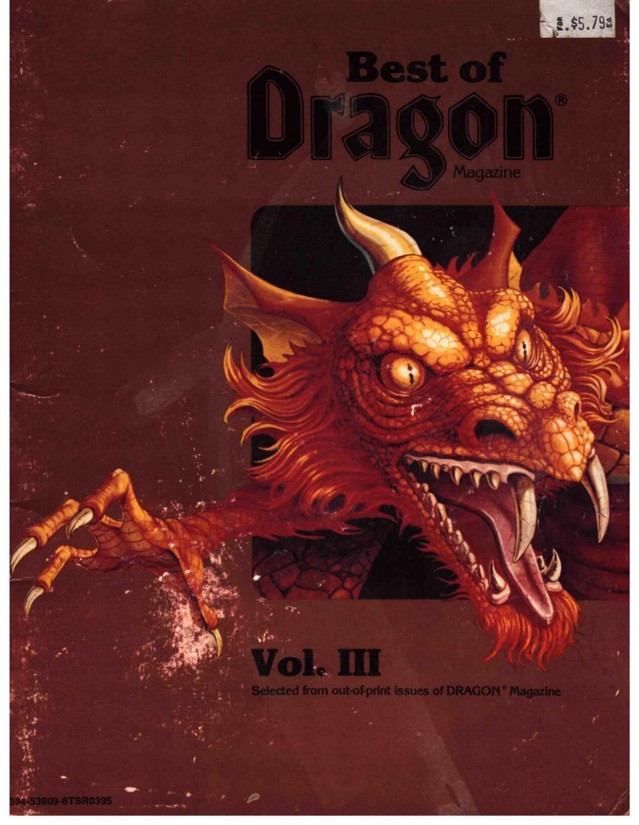 Dragon Magazine The Best of Dragon Magazine Volume 3 by Unknown