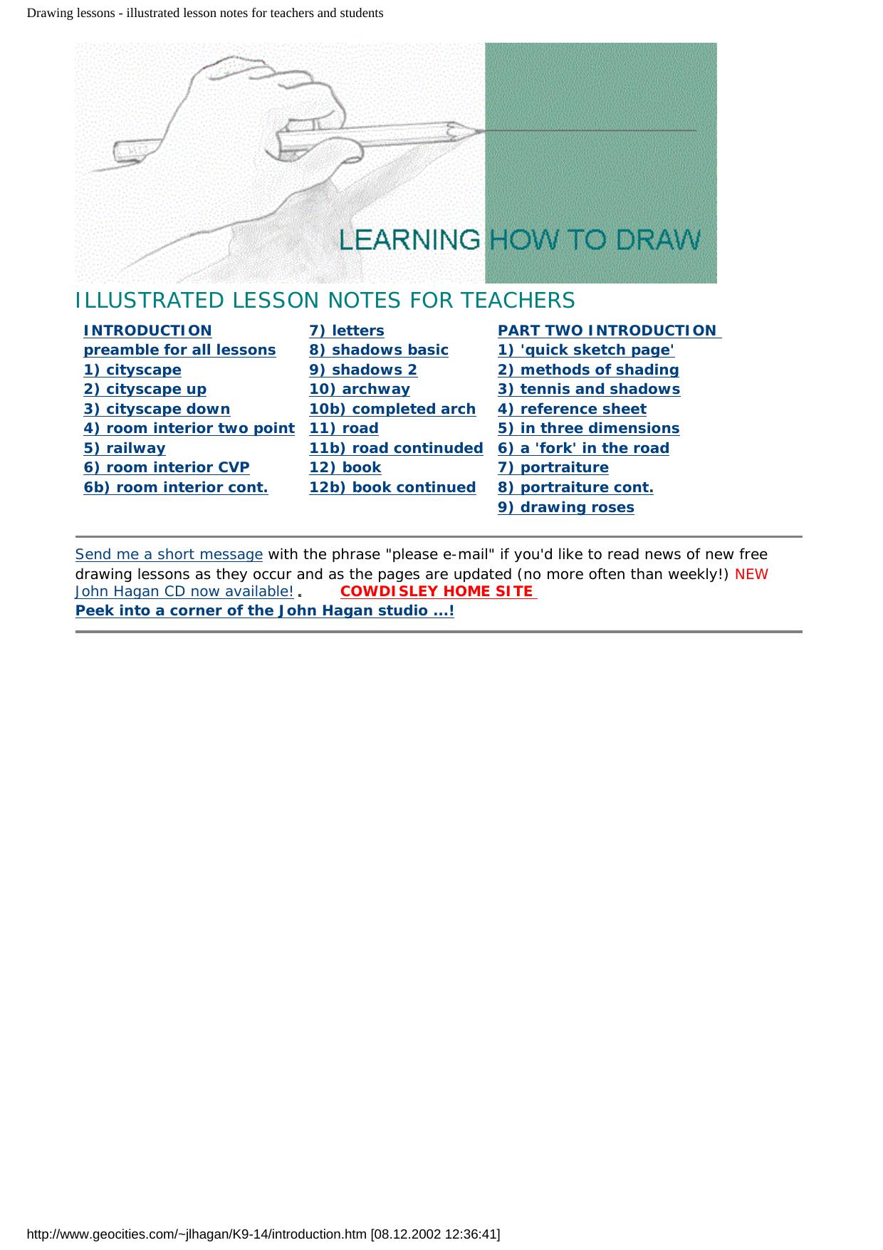Drawing lessons - illustrated lesson notes for teachers and students by John Hagan
