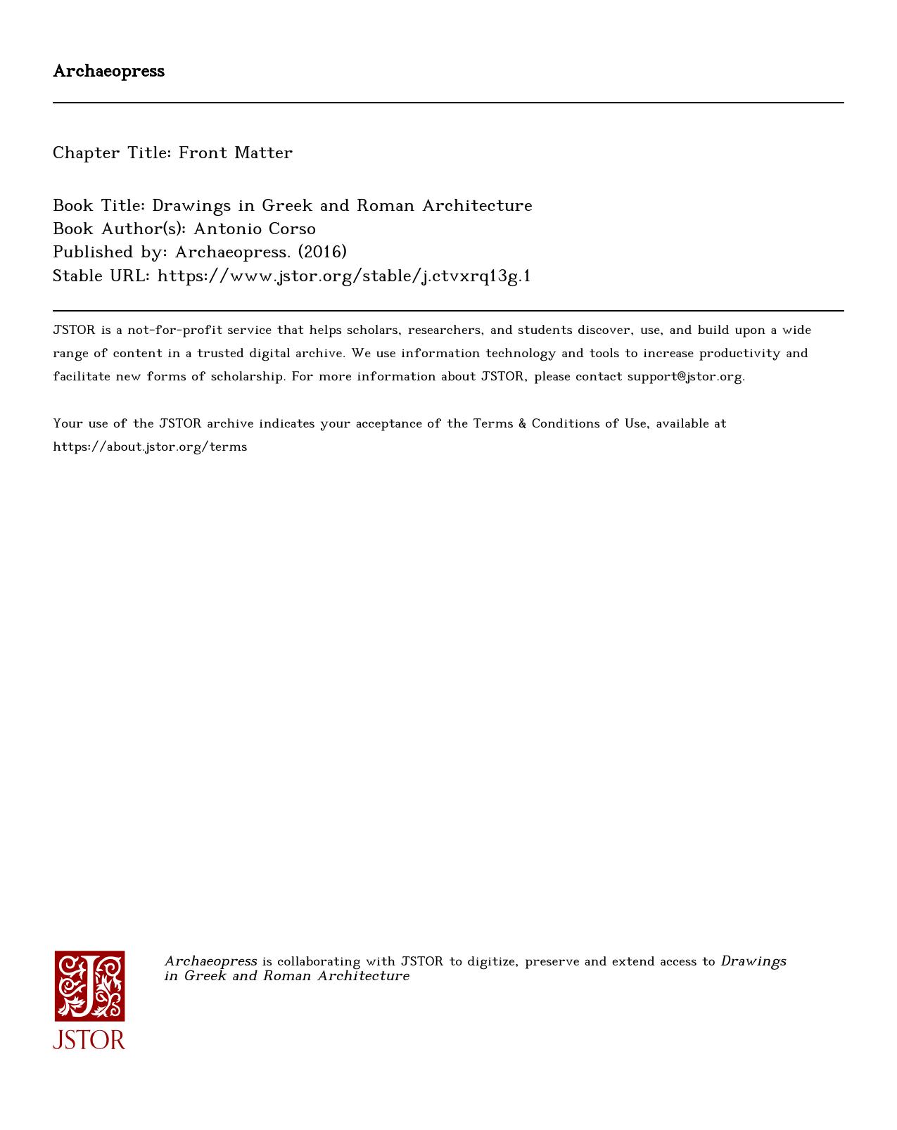 Drawings in Greek and Roman Architecture by Antonio Corso