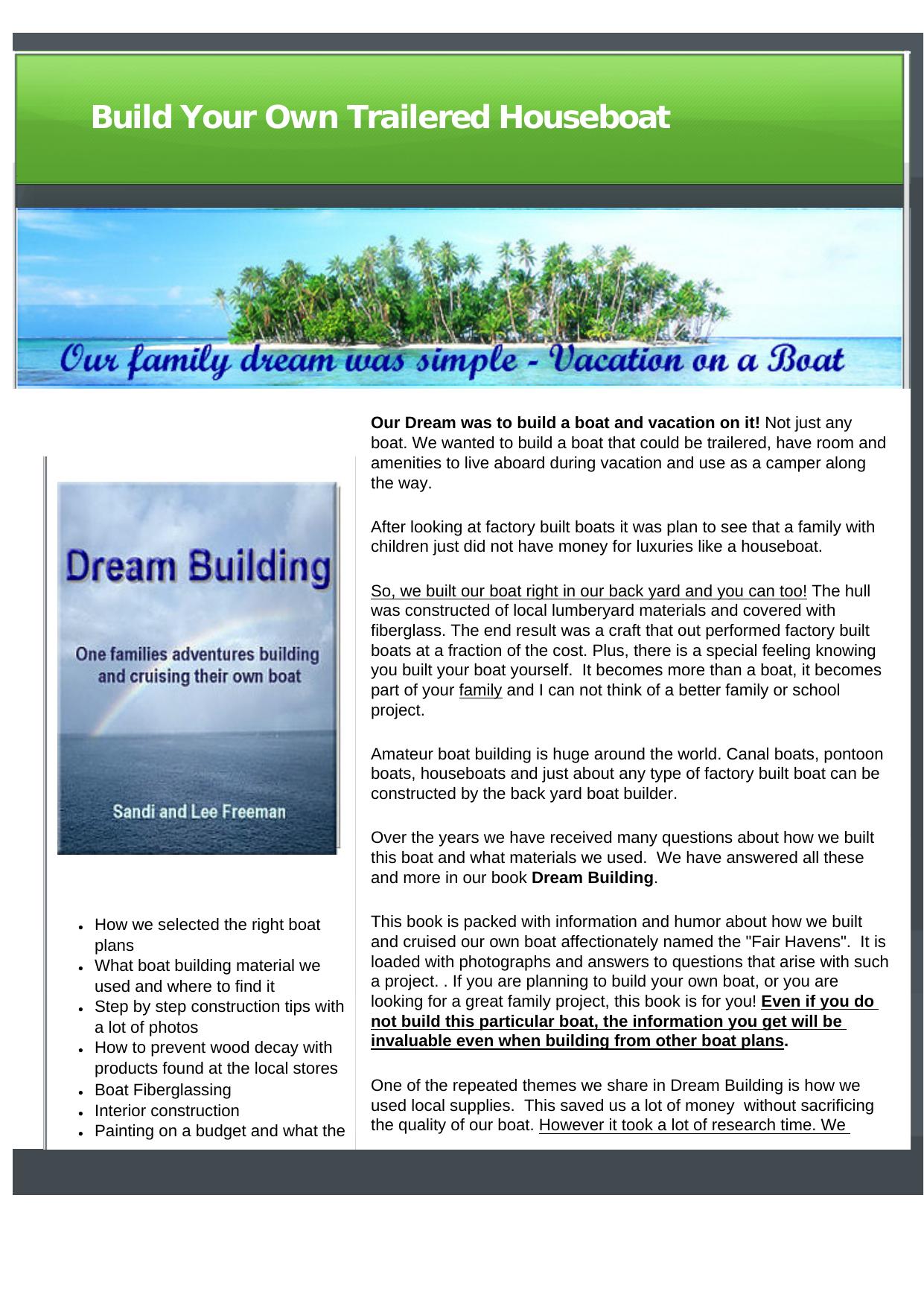 Dream Building - Build Your Own Wooden Houseboat. by Best of Kuszter's Collection