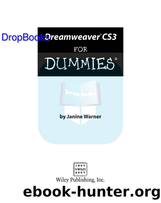 Dreamweaver CS3 for Dummies ISBN by 0470114908 DropBooks APP