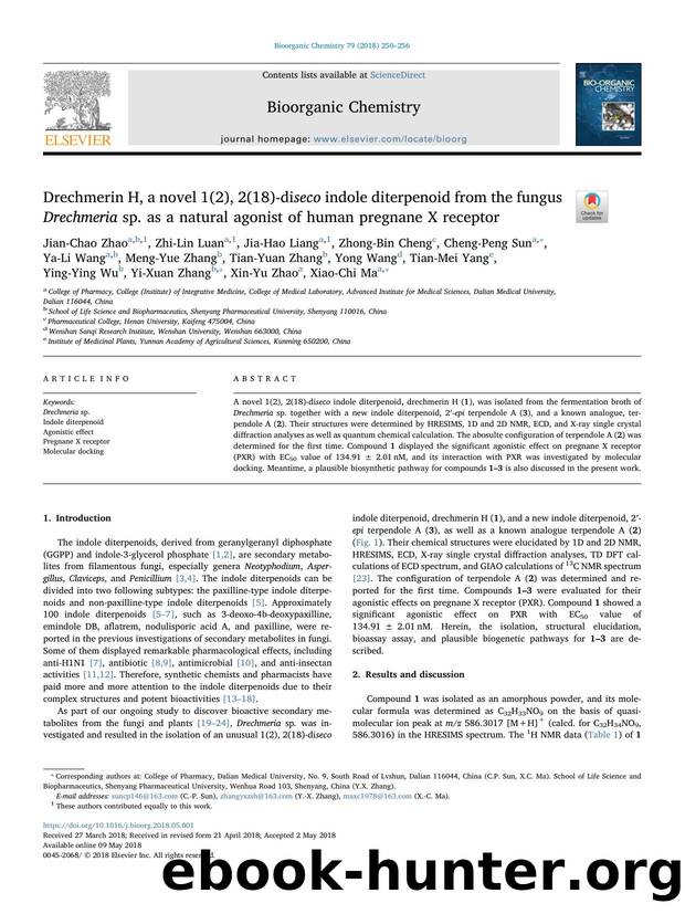 Drechmerin H, a novel 1(2), 2(18)-diseco indole diterpenoid from the fungus Drechmeria sp. as a natural agonist of human pregnane X receptor by unknow