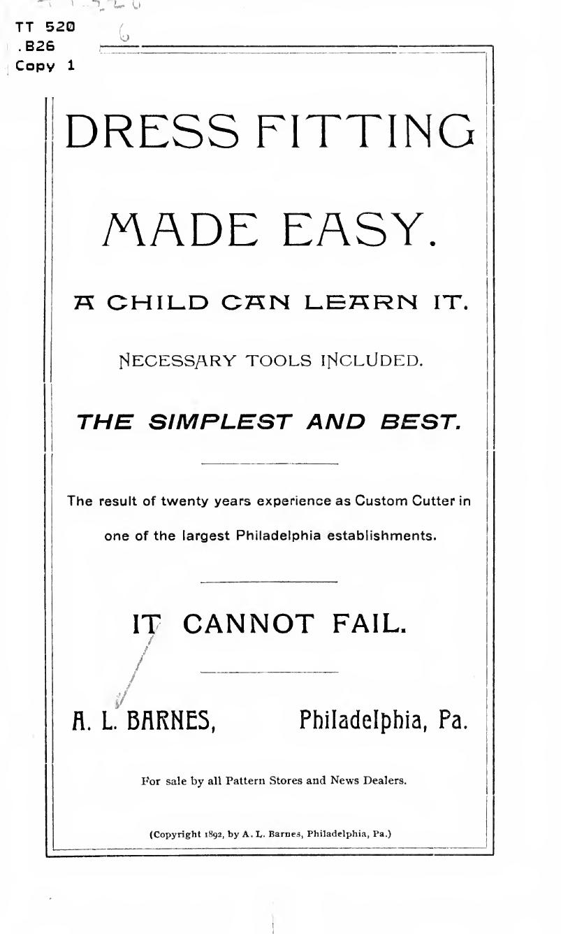 Dress fitting made easy .. by Barnes A. L