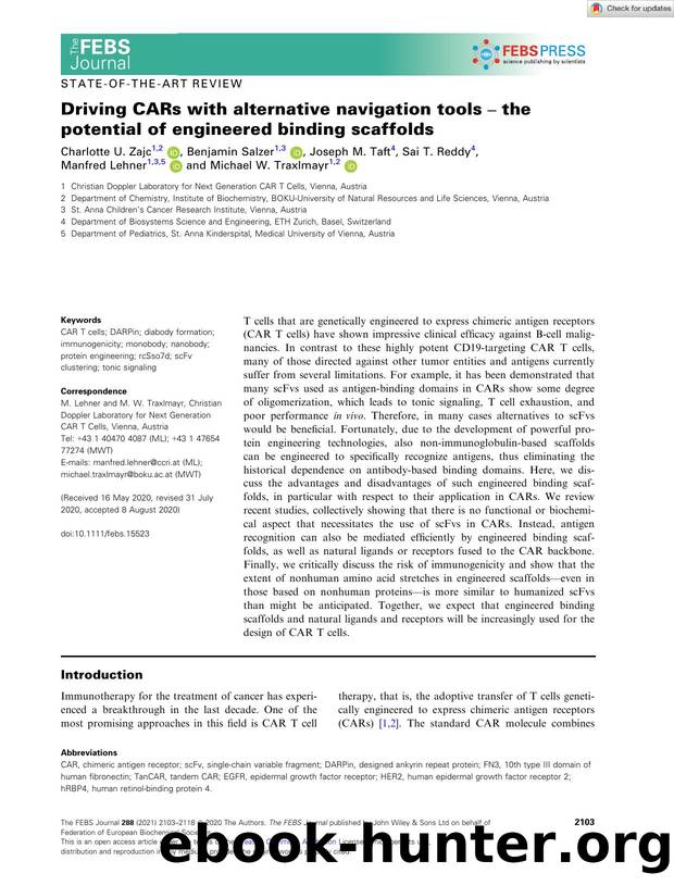 Driving CARs with alternative navigation tools â the potential of engineered binding scaffolds by Unknown