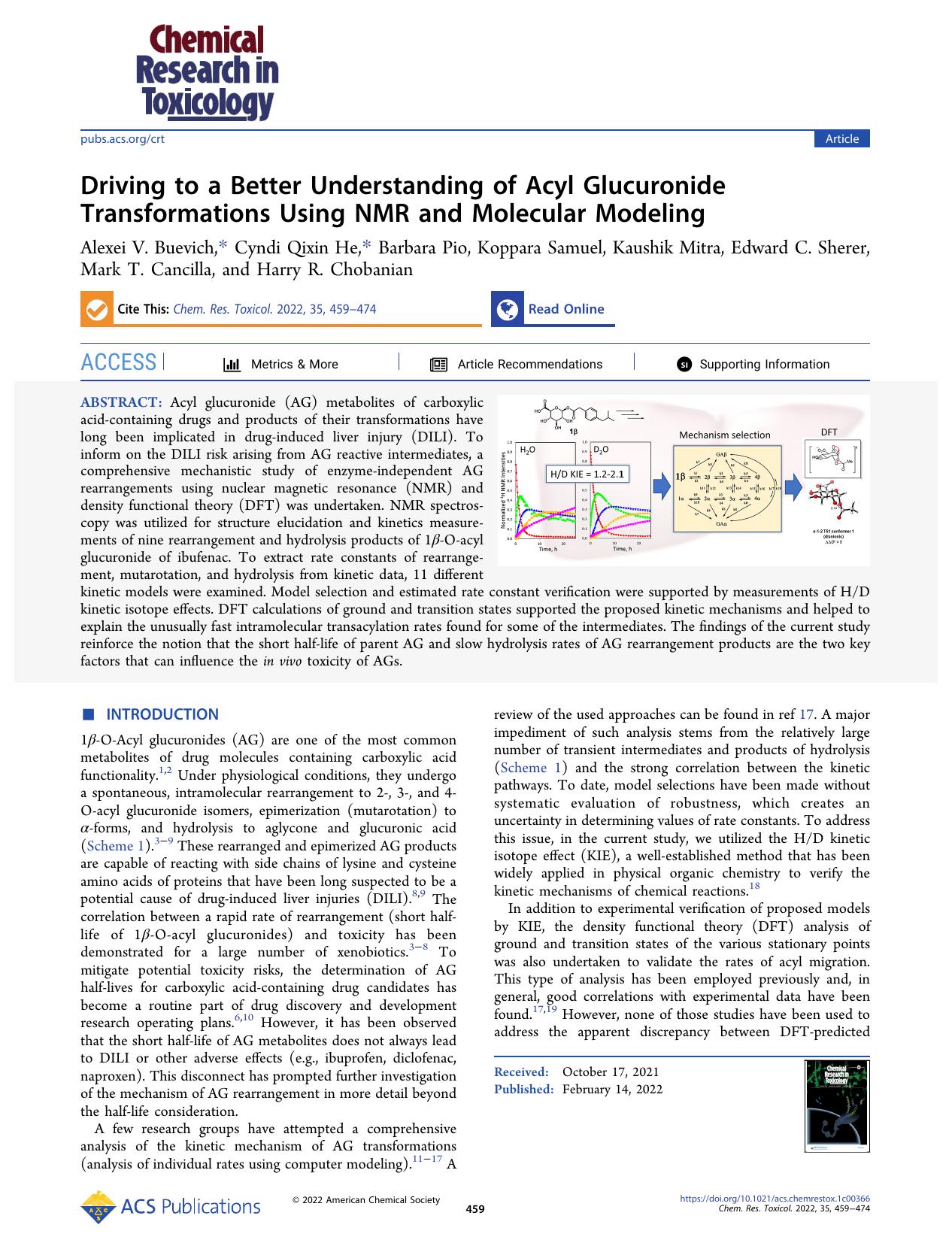 Driving to a Better Understanding of Acyl Glucuronide Transformations Using NMR and Molecular Modeling by unknow