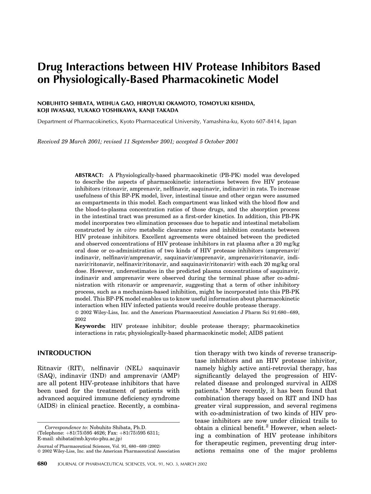 Drug interactions between HIV protease inhibitors based on physiologically-based pharmacokinetic model by Unknown