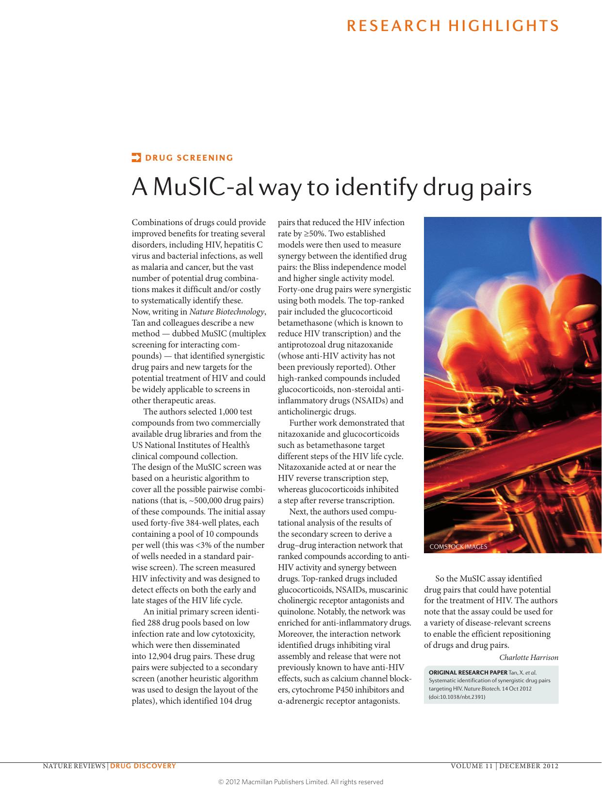 Drug screening: A MuSIC-al way to identify drug pairs by Charlotte Harrison