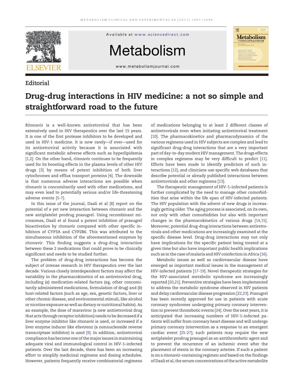 Drug-drug interactions in HIV medicine: a not so simple and straightforward road to the future by Sotirios Tsiodras & Christos S. Mantzoros