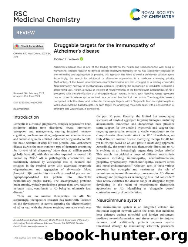 Druggable targets for the immunopathy of Alzheimer's disease by Donald F. Weaver