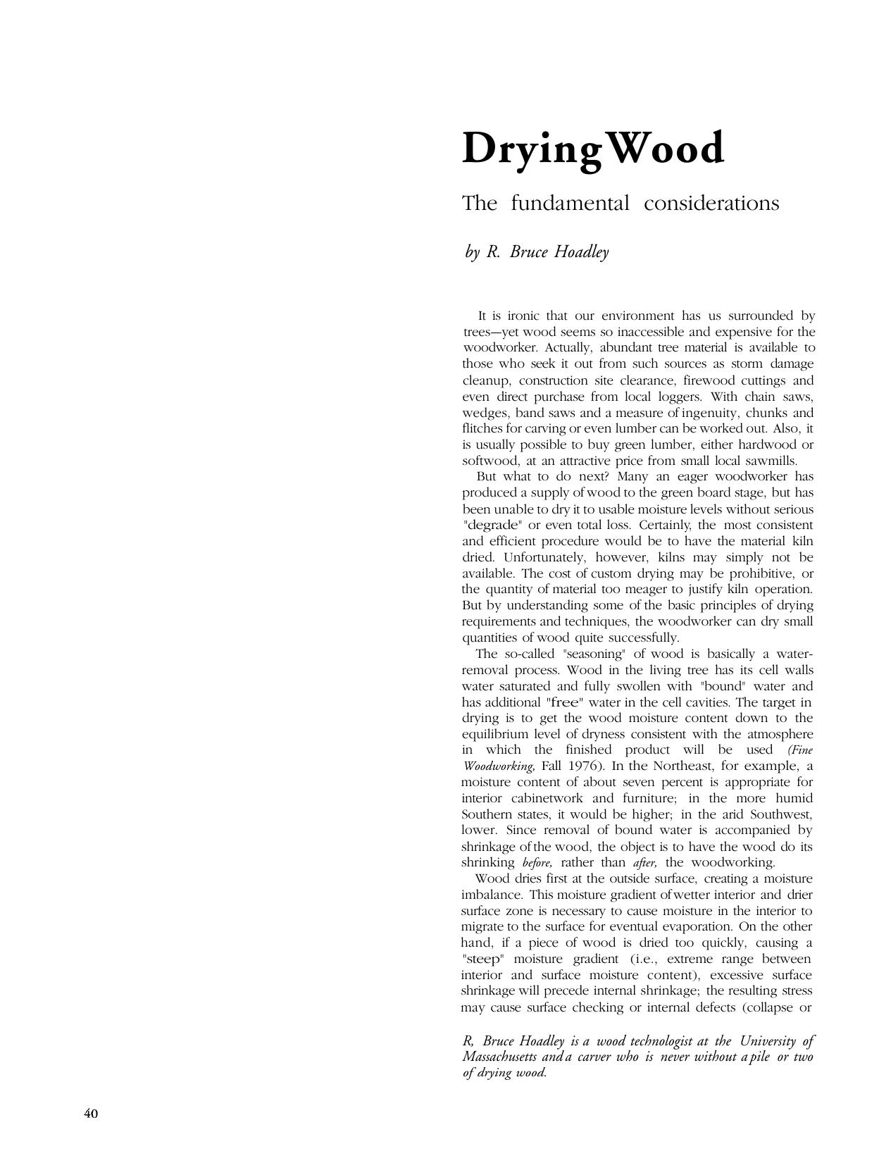 Drying Wood by R. Bruce Hoadley