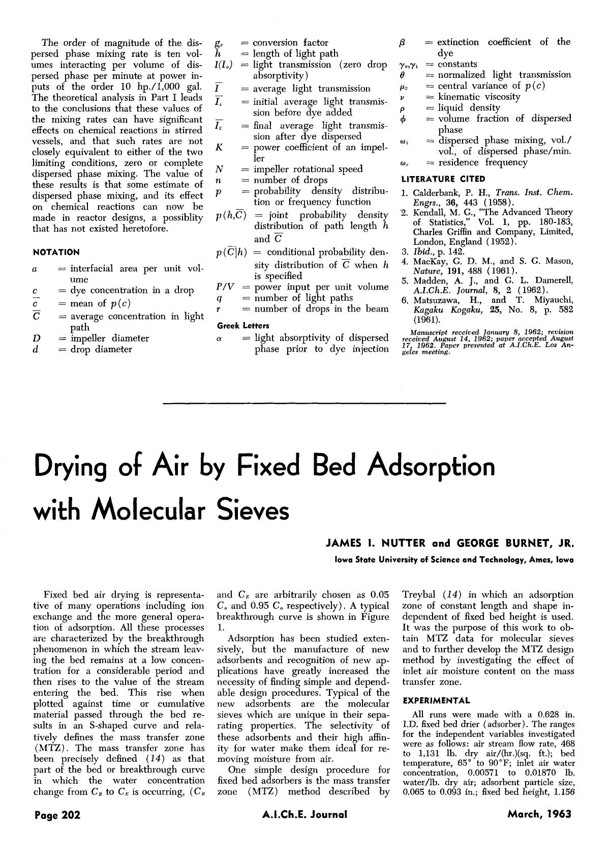 Drying of air by fixed bed adsorption with molecular sieves by Unknown