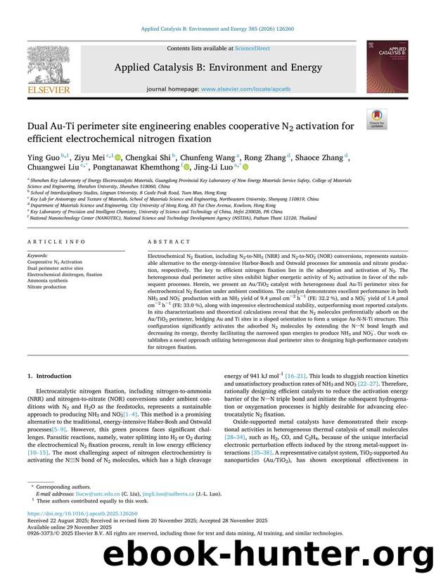 Dual Au-Ti perimeter site engineering enables cooperative N2 activation for efficient electrochemical nitrogen fixation by Ying Guo
