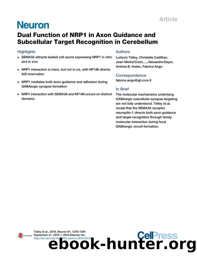 Dual Function of NRP1 in Axon Guidance and Subcellular Target Recognition in Cerebellum by unknow