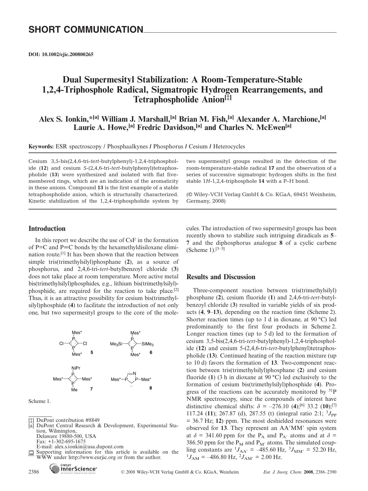 Dual Supermesityl Stabilization: A Room-Temperature-Stable 1,2,4-Triphosphole Radical, Sigmatropic Hydrogen Rearrangements, and Tetraphospholide Anion by Unknown