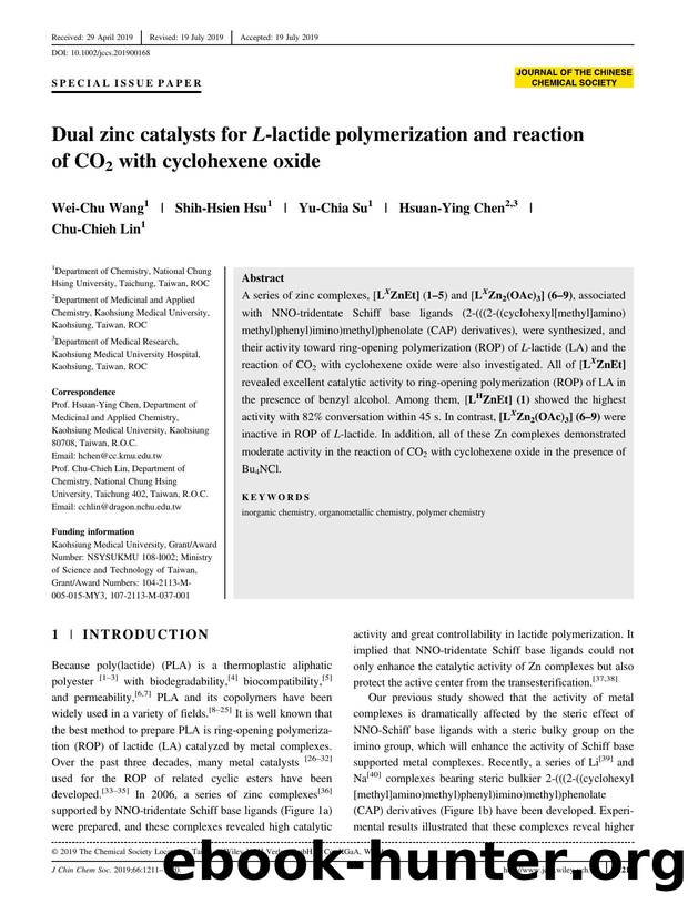 Dual Zinc Catalysts for L-Lactide Polymerization and Reaction of CO2 with Cyclohexene Oxide by Unknown