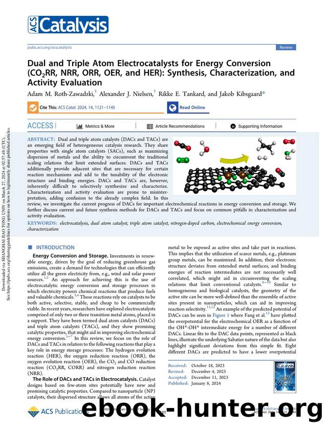 Dual and Triple Atom Electrocatalysts for Energy Conversion (CO2RR, NRR, ORR, OER, and HER): Synthesis, Characterization, and Activity Evaluation by Adam M. Roth-Zawadzki Alexander J. Nielsen Rikke E. Tankard & Jakob Kibsgaard