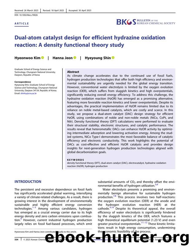 DualâAtom Catalyst Design for Efficient Hydrazine Oxidation Reaction: A Density Functional Theory Study by Unknown