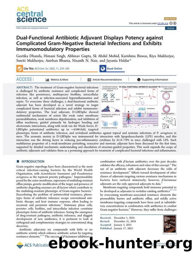 Dual-Functional Antibiotic Adjuvant Displays Potency against Complicated Gram-Negative Bacterial Infections and Exhibits Immunomodulatory Properties by unknow
