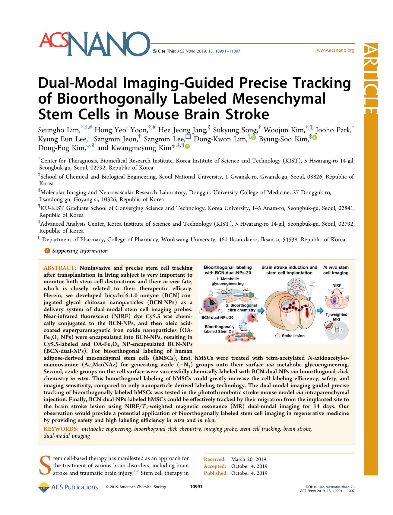Dual-Modal Imaging-Guided Precise Tracking of Bioorthogonally Labeled Mesenchymal Stem Cells in Mouse Brain Stroke by unknow