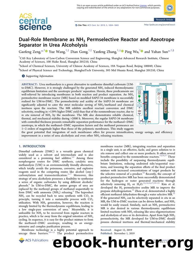 Dual-Role Membrane as NH3 Permselective Reactor and Azeotrope Separator in Urea Alcoholysis by unknow