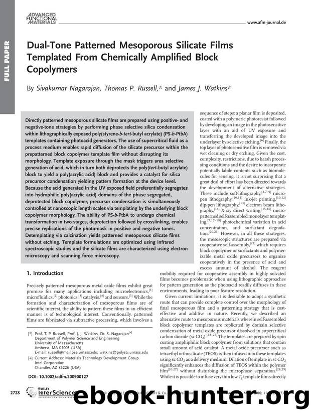 Dual-Tone Patterned Mesoporous Silicate Films Templated From Chemically Amplified Block Copolymers by Unknown