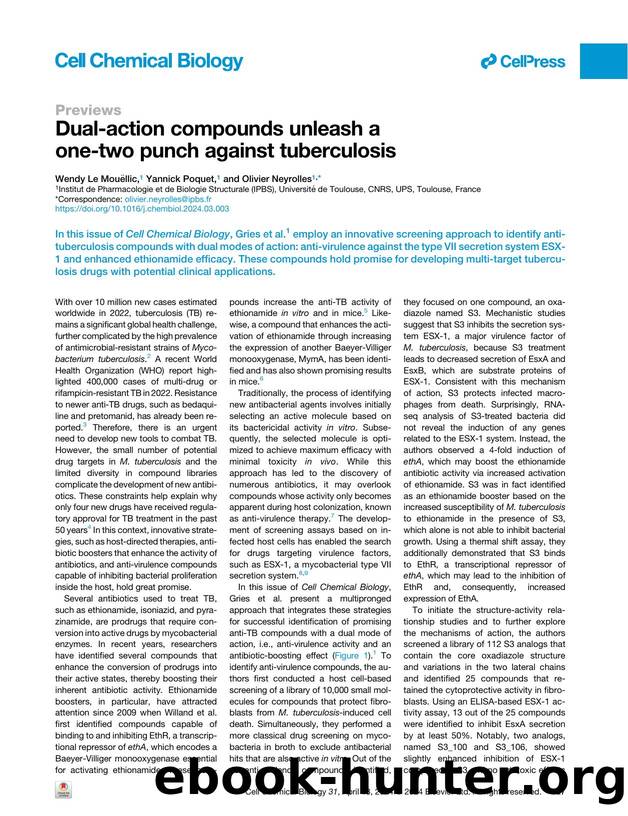 Dual-action compounds unleash a one-two punch against tuberculosis by Wendy Le Mouëllic & Yannick Poquet & Olivier Neyrolles