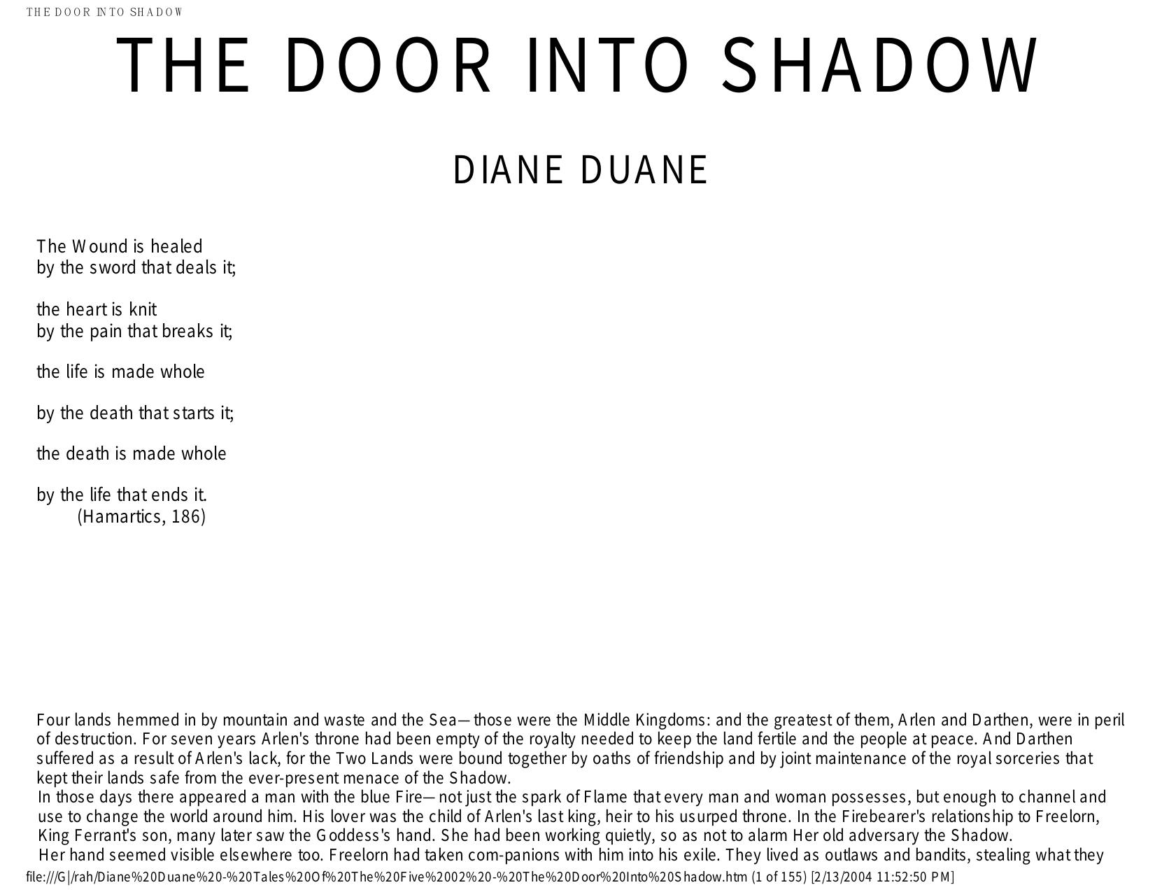 Duane, Diane - Tale of The Five 02 - The Door Into Shadow by Duane Diane