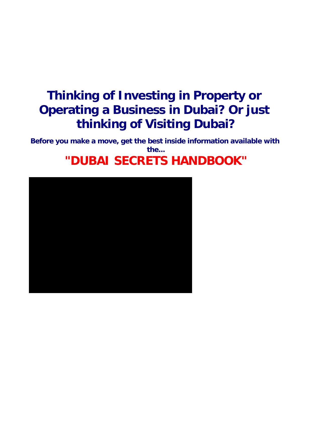 Dubai Secrets Handbook. by Best of Kuszter's Collection